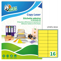 Etichetta adesiva LP4F - permanente - 99,1 x 34 mm - 16 etichette per foglio - giallo fluo - conf. 70 fogli A4 - Tico - LP4FG-9934 - 8007827270076 - DMwebShop