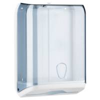 Dispenser asciugamani piegati - 28 x 13,7 x 37,5 cm - plastica - bianco-azzurro trasparente - Mar Plast - A59310 - 8020090004285 - DMwebShop