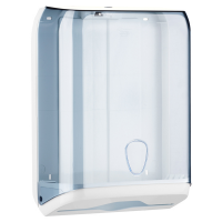 Dispenser asciugamani piegati - 28 x 13,7 x 37,5 cm - plastica - bianco-azzurro trasparente - Mar Plast - A59310 - 8020090004285 - DMwebShop