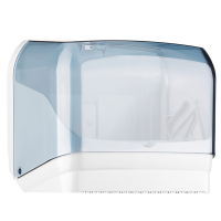 Dispenser per asciugamani in rotolo-fogli - 30 x 19,5 x 25,1 cm - plastica - bianco-azzurro trasparente - Mar Plast