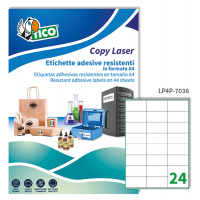 Etichetta in poliestere LP4P - adatta a stampanti laser - permanente - 70 x 36 mm - 24 etichette per foglio - bianco - conf. 70 fogli A4 - Tico