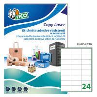 Etichetta in poliestere LP4P - stampanti laser - permanente - 70 x 36 mm - 24 etichette per foglio - bianco - conf. 70 fogli A4 - Tico - LP4P-7036 - 8007827192170 - DMwebShop