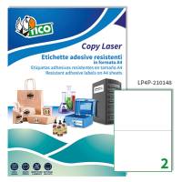 Etichetta in poliestere LP4P - laser - permanente - 210 x 148 mm - 2 etichette per foglio - bianco - conf. 70 fogli A4 - Tico - LP4P-210148 - 8007827192200 - DMwebShop