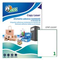 Etichetta in poliestere LP4P - laser - permanente - 210 x 297 mm - 1 etichetta per foglio - bianco - conf. 70 fogli A4 - Tico - LP4P-210297 - 8007827192217 - DMwebShop