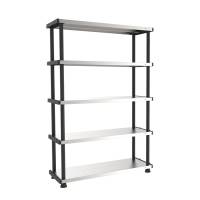 Scaffale - PPL-metallo - 5 ripiani - 119 x 45 x 185 cm - grigio-nero - Terry - 1003054 - 8005646030543 - DMwebShop