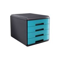 Cassettiera Mydesk - 29,5 x 38,5 x 28,2 cm - 4 cassetti da 4,5 cm - grigio-turchese - Arda - 18P4PTU - 8003438014993 - DMwebShop