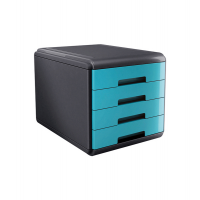 Cassettiera Mydesk - 29,5 x 38,5 x 28,2 cm - 4 cassetti da 4,5 cm - grigio-turchese - Arda - 18P4PTU - 8003438014993 - DMwebShop
