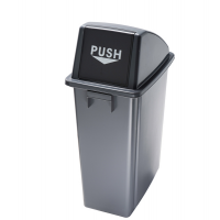 Contenitore Office - con coperchio push - per rifiuto secco - 33 x 46 x 79 cm - 60 lt - grigio-nero - Medial International - 114210 - 8033433777401 - DMwebShop