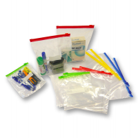 Buste slider con chiusura zip e cursore - 23,5 x 32 x 6 cm - 70 micron - PE - trasparente-blu - conf. 50 pezzi - Viva