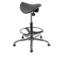 Sedia tecnica a sella E19W - con poggiapiedi telescopico - piedini in gomma - nero-acciaio - Unisit - EOE19W-N - 8050043749826 - DMwebShop