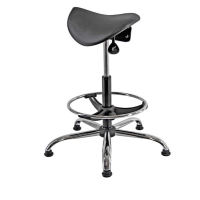 Sedia tecnica a sella E19W - con poggiapiedi telescopico - piedini in gomma - nero-acciaio - Unisit - EOE19W-N - 8050043749826 - DMwebShop