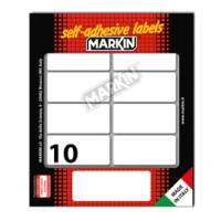 Etichetta adesiva permanente rettangolare - 58 x 27 mm - 10 etich. per foglio - 10 fogli per busta - bianco - conf. 10 pezzi Markin - X11043 - 8007047050137 - DMwebShop