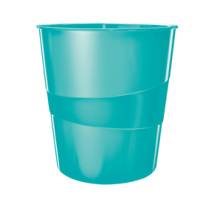 Cestino gettacarte WOW altezza 32,4 cm diametro 29 cm 15 lt acqua marina Leitz 52781051 - 12044