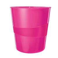 Cestino gettacarte WOW altezza 32,4 cm diametro 29 cm 15 lt fucsia metallizzato Leitz 52781023 - 12025