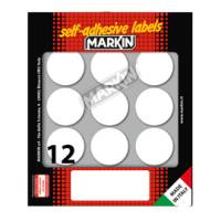 Etichette adesive tonde in carta permanenti diametro 34 mm 10 fogli bianco - 12641