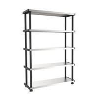 Scaffale 5 ripiani 119 x 45 x 185 cm PPL metallo grigio nero - 13095