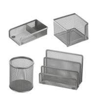 Set scrivania 4 accessori rete metallica argento - 12064