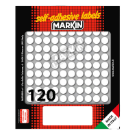 Etichetta adesiva - permanente - tonda Ø 10 mm - 120 etichette per foglio - bianco - 10 fogli per confezione - Markin - 10004 - 8007047035189 - DMwebShop
