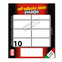 Etichetta adesiva permanente rettangolare - 56 x 26 mm - 10 etich. per foglio - 10 fogli per busta - bianco - conf. 25 pezzi Markin - 10040 - 8007047937346 - DMwebShop