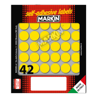 Etichetta adesiva - permanente - tonda Ø 18 mm - 42 etichette per foglio - 10 fogli per busta - giallo - Markin - 10006GI - 8007047035332 - DMwebShop