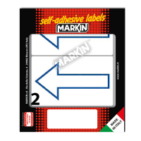 Etichette adesive simbolo freccia blu - alto - in carta - permanenti - 115 x 70 mm - 2 etic. Per foglio - 10 fogli - bianco - Markin - 10059 - 8007047038487 - DMwebShop