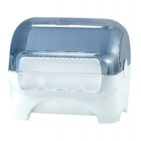 Dispenser carenato da banco Wiperbox per bobine asciugatutto - 34 x 31,5 x 36 cm - bianco-azzurro trasparente - Mar Plast