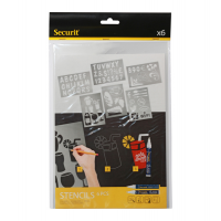 Stencil trasparenti assortiti - lettere-numeri-forme - 32 x 22 cm - set 6 pezzi - Securit - SECSTN-5 - 8717624241932 - DMwebShop