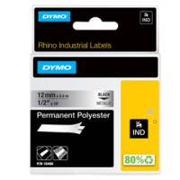 Nastro Rhino - 12 mm x 5,5 mt - poliestere - permanente - nero-metallo - Dymo - S0718180 - 71701184863 - DMwebShop