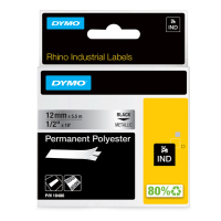 Nastro Rhino - 12 mm x 5,5 mt - poliestere - permanente - nero-metallo - Dymo - S0718180 - 71701184863 - DMwebShop