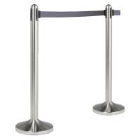 Colonnina segnapercorso cromata - altezza 100 cm - nastro retrattile grigio da 210 cm - Securit - RS-RT-RVS-GY-SET - 8717624242182 - DMwebShop