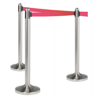 Colonnina segnapercorso cromata altezza - 100 cm - nastro retrattile rosso da 210 cm - Securit