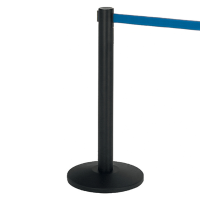 Colonnina segnapercorso Alfa nera altezza - 95 cm - nastro retrattile Blu da 200 cm - Medial International 103340