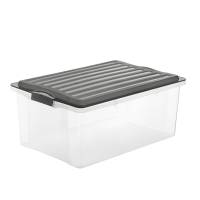 Contenitore Compact - 57 x 40 x 25 cm - A3 - 38 lt - PPL - coperchio nero - trasparente - Rotho - F717677 - 7610859153586 - DMwebShop