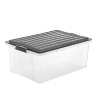 Contenitore Compact - 57 x 40 x 25 cm - A3 - 38 lt - PPL - coperchio nero - trasparente - Rotho - F717677 - 7610859153586 - DMwebShop