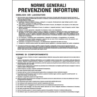 Cartello segnalatore - 50 x 67 cm - NORME GENERALI PREVENZIONE INFORTUNI - polionda - Cartelli Segnalatori - PO5031 - 8047983605039 - DMwebShop
