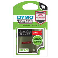 Nastro D1 Durable - 12 mm x 3 mt - bianco-rosso - Dymo - 1978366 - 3501179783666 - DMwebShop