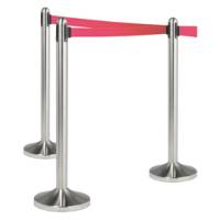 Colonnina segnapercorso cromata altezza 100 cm Nastro retrattile rosso da 210 cm - 13683