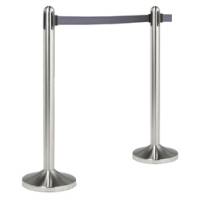 Colonnina segnapercorso cromata altezza 100 cm nastro retrattile grigio da 210 cm - 13684