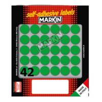 Etichette adesive tonde in carta permanenti diametro 18 mm 42 etichette per foglio 10 fogli verde Markin 10006VE - 5647