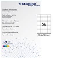Etichetta adesiva - permanente - 52,5 x 21,2 mm - 56 etichette per foglio - bianco - conf. 100 fogli A4 - Starline - X210ODC555 - 8025133013675 - DMwebShop