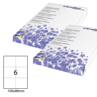 Etichetta adesiva - permanente - 105 x 99 mm - 6 etichette per foglio - bianco - conf. 100 fogli A4 - Starline - STL3035 - 8008842556473 - DMwebShop
