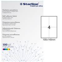 Etichetta adesiva - permanente - 105 x 140 mm - 4 etichette per foglio - bianco - conf. 100 fogli A4 - Starline - X210ODC505 - 8025133013859 - DMwebShop