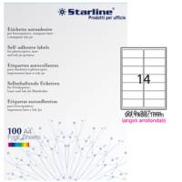 Etichetta adesiva - bianco - 99,1 x 38,1 mm - angoli tondi - 14 etichette per foglio - conf. 100 fogli A4 - Starline - X210ODA440 - 8025133013934 - DMwebShop