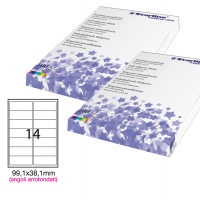 Etichetta adesiva - bianco - 99,1 x 38,1 mm - angoli tondi - 14 etichette per foglio - conf. 100 fogli A4 - Starline - X210ODA440 - 8025133013934 - DMwebShop