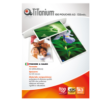 Pouches - A3 - 303 x 426 mm - 2 x 125 micron - conf. 100 pezzi - Titanium PP525-01T