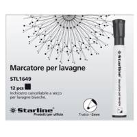 Marcatore per lavagne cancellabili - punta tonda - 2 mm - nero - conf. 12 pezzi - Starline - STL1649. - 8025133021052 - DMwebShop