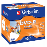 Scatola 10 DVD-R - Jewel Case - 4,7 Gb - Verbatim 43521