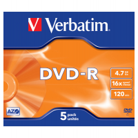 Scatola 5 DVD-R - Jewel case - serigrafato - 4,7 Gb - Verbatim 43519
