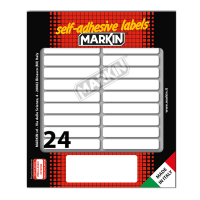 Etichetta adesiva permanente rettangolare - 56 x 10 mm - 24 etich. per foglio - 10 fogli per busta - bianco - conf. 25 pezzi Markin - 10037 - 8007047037169 - DMwebShop