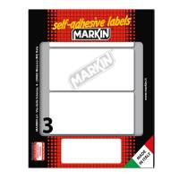 Etichetta adesiva permanente rettangolare - 100 x 46 mm - 3 etich. X foglio - 10 fogli per busta - bianco - conf. 25 pezzi - Markin - 10051 - 8007047938008 - DMwebShop